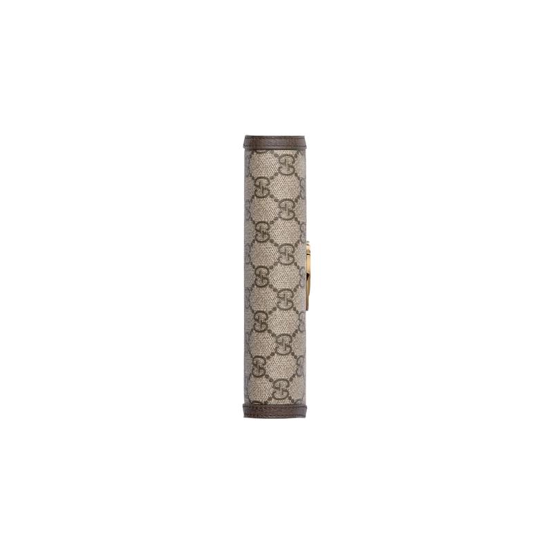 Gucci Blondie Round Interlocking G Button Closure Canvas and Leather Shoulder Crossbody Bag Wallet Regular Women's Beige and Ebony