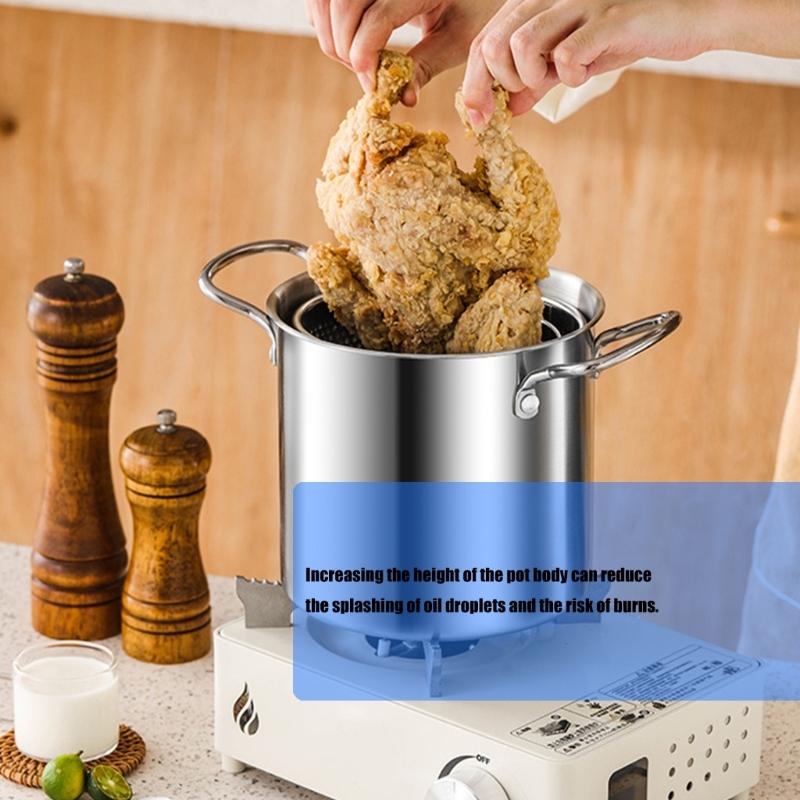 Multi Functional Stainless Steel Cooker Pot With Frying Basket Heat Resistant Lid Even Heating Design Works On Gas Induction