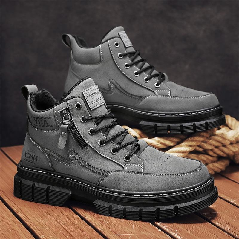 Men's boots four seasons high-top Joker thick-sole casual boots soft-sole non-slip sports outdoor boots fashion youth work boots