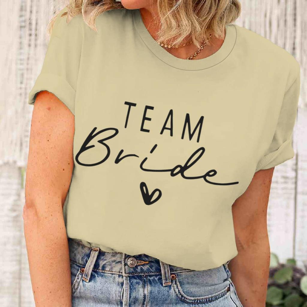 Summer Tops Team Bride Vintage Shirt Future Bride Wedding Bachelorette T-Shirts Short Sleeve Unisex Bride Team Wedding Party Tees