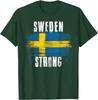 Sweden Strong Distressed Flag Swedish Pride TShirt Short Sleeve Casual  Cotton Shirt