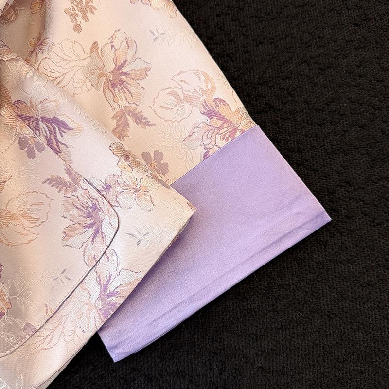 Silk Anti-Aging Plus Size Spring Jacket for Middle-Aged Women - Chinese Old Money Jacquard Style