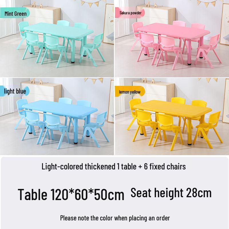 Children's Rectangular Plastic Learning Table & Chair Set with Building Block Surface