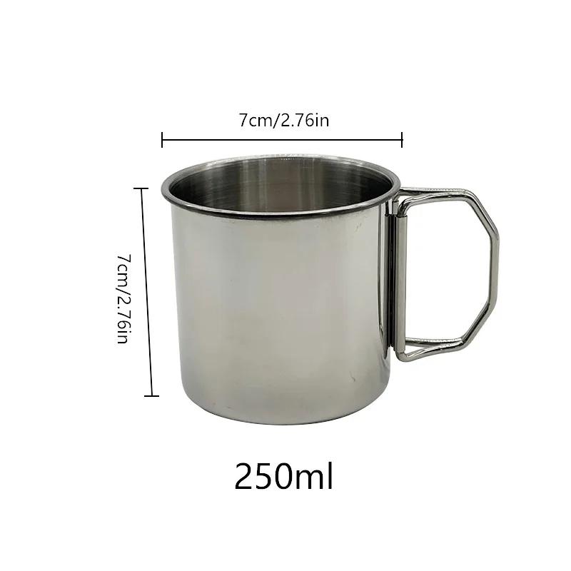

Stainless Steel Camping Cup Portable Carabiner Cups Outdoor Water Cup Mug With Foldable Handle Kitchen Drinkware 501-600ml