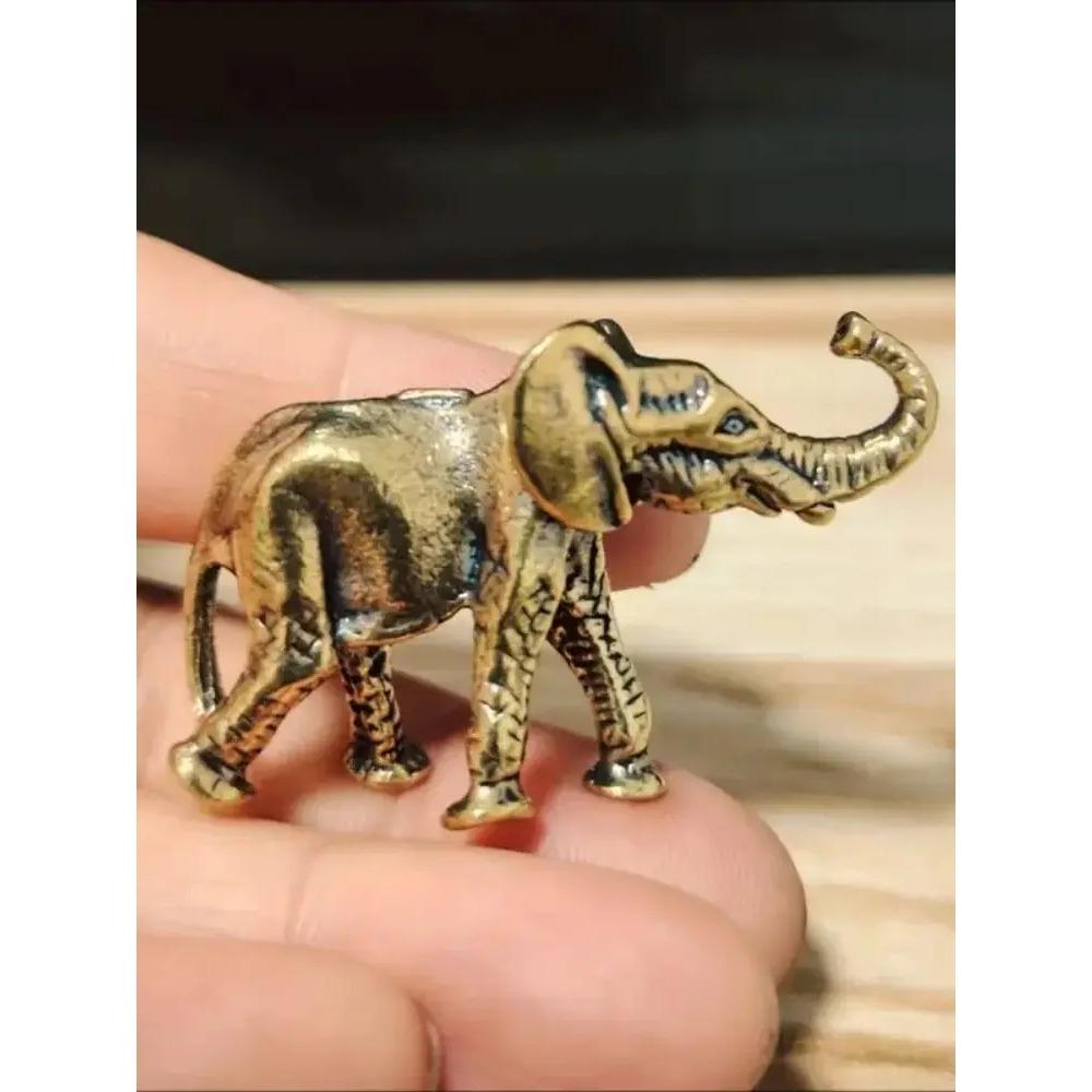 

2 шт. Антикварная латунная фигурка слона, Декоративная скульптура фэн-шуй, Украшение для офисного стола, Не требует электричества