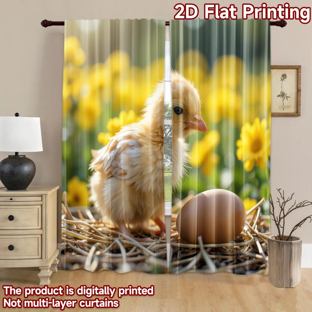 2D flat Photography Backdrop Tapestry Easter Chick and Egg 100% Polyester Festive Backdrops Perfect for Suitable for festive