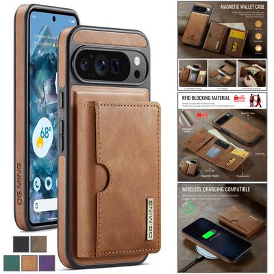 2 In 1 Detachable Magnetic Flip Leather Phone Case for Google Pixel 10 Pro XL Pixel 9 Pro Pixel 8 Pro Vintage Wallet Card Pocket Back Cover Coque