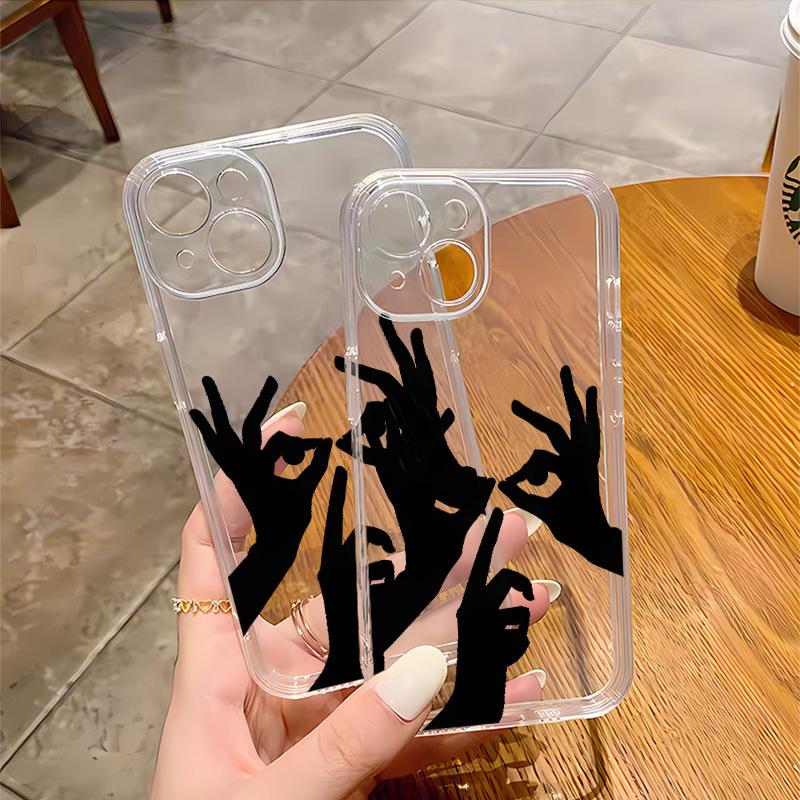 Funny gesture eye application Apple 16e mobile phone case iphone14 foreign trade hot-selling 17pro transparent soft case 12