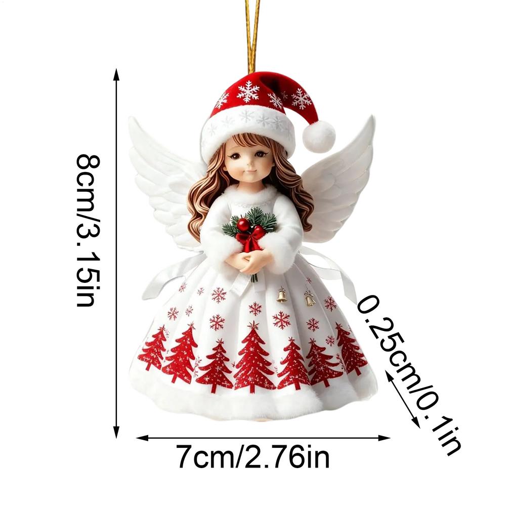 

Christmas Angel Ornaments 18 Pieces 2D Flat Wooden Charm Decor Colorful Little Angels Ornament For Holiday Home Window Wall Door червоний