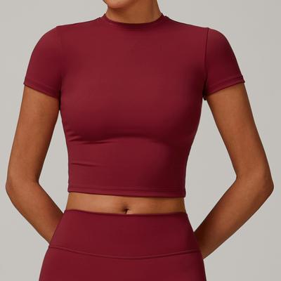 New Tight Fitting Brushed Yoga T-Shirt With Slim Fit And Versatile Outdoor Sports Short Sleeved Women'S Fitness Yoga Top