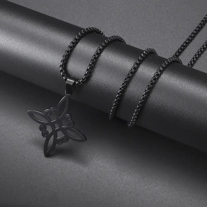 Fashion Charm Witch Knot Necklace Stainless Steel Irish Celtic Knot Pendant Witchcraft Amulet Magical Jewelry Gift for Girls