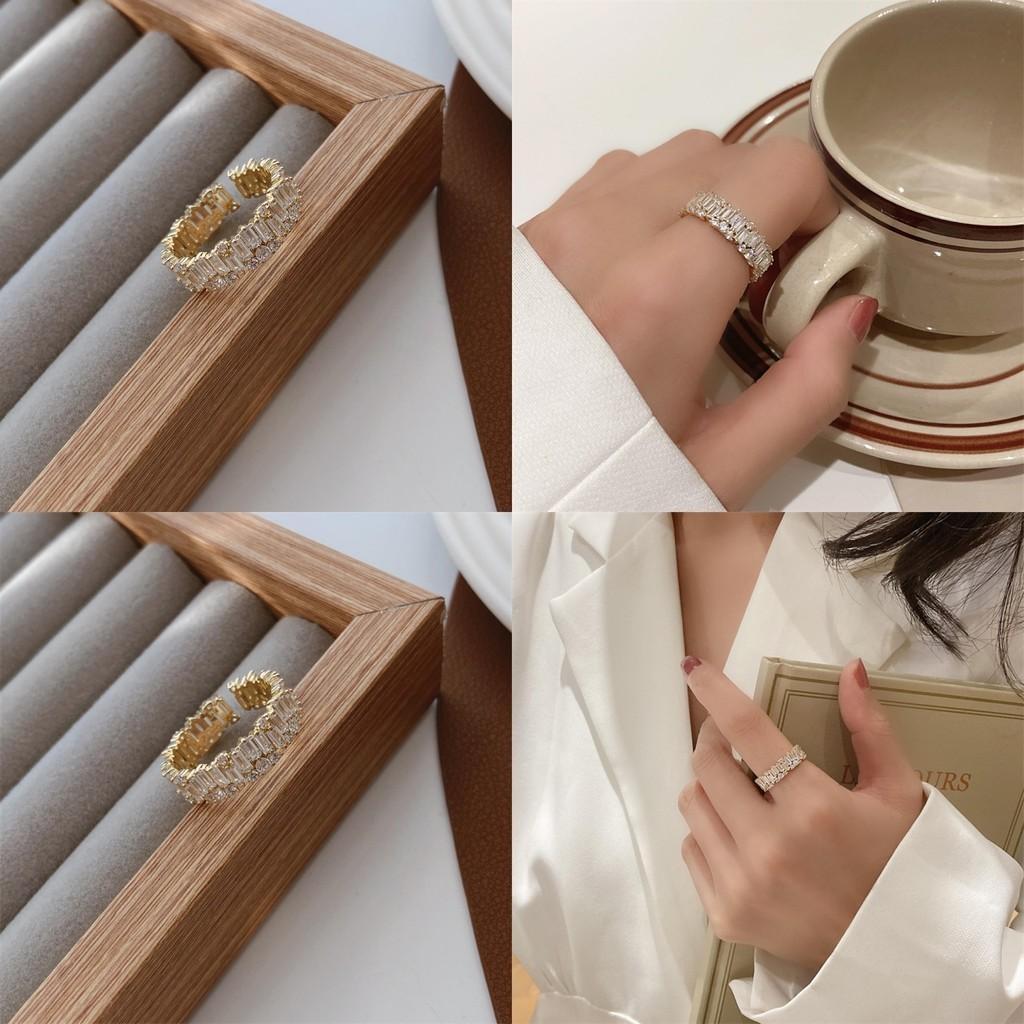 Copper Geometric Dazzling Ring With Adjustable Size And Stunning Zirconia Women For