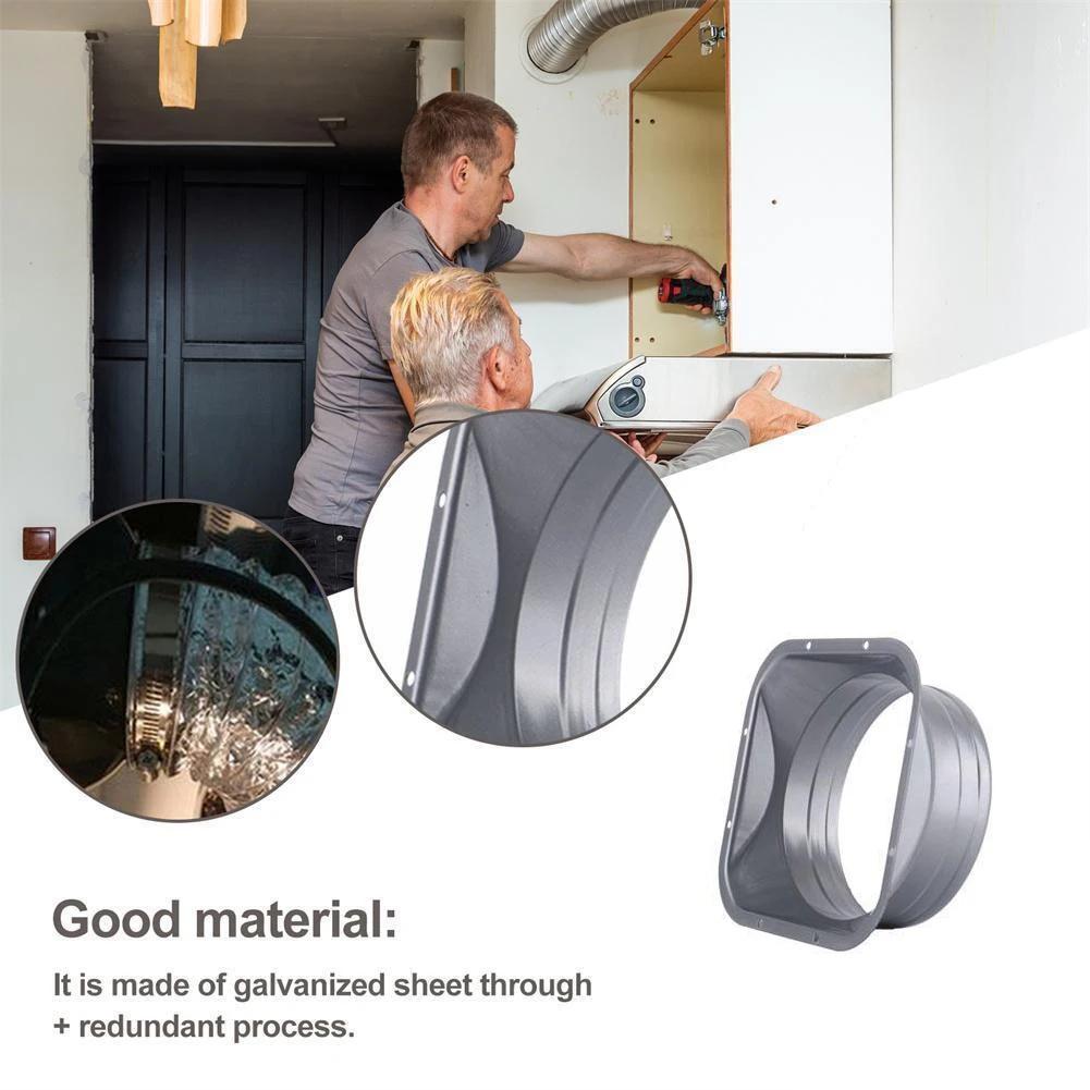 For Kitchen Hood Ventilator Pipe Connecting Vent Flange Exhaust Duct 4-10inch Electrostatic Spray Metal Silver-gray