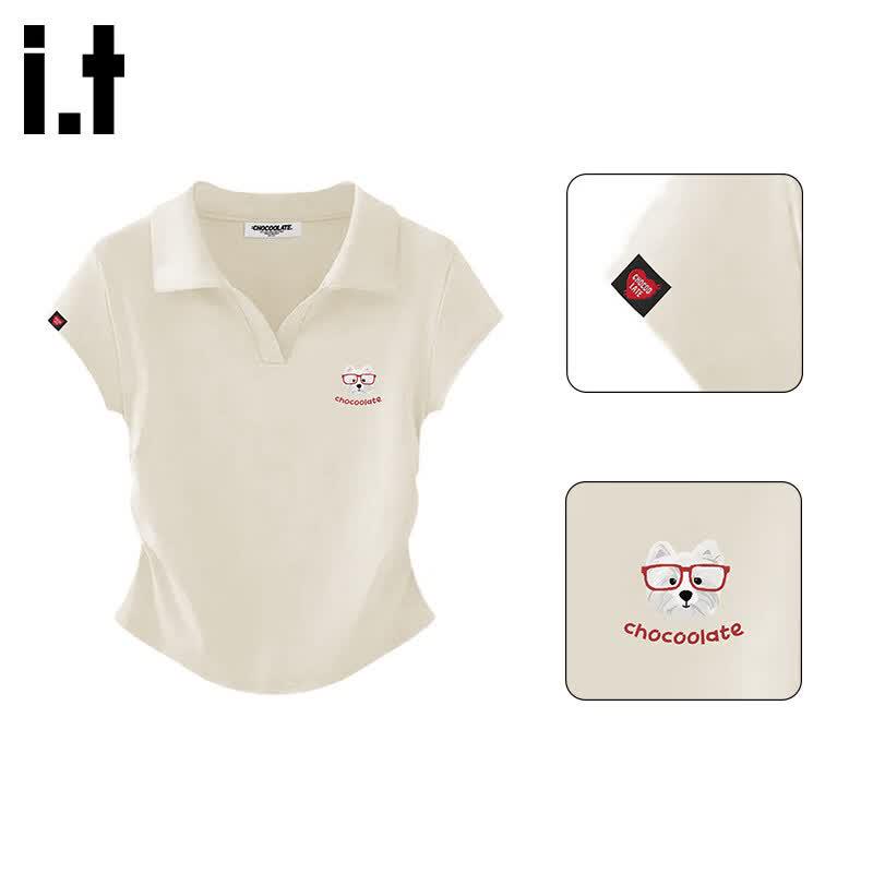 CHOCOOLATEit Women's Polo Collar Slim Fit T-shirt