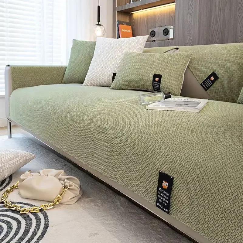 

Новый нескользящий диванный коврик из синели, однотонный чехол для дивана для гостиной, вышитая этикетка, подушка для дивана, подушка для сиденья, домашний чехол для дивана 70x70cm 1pcs