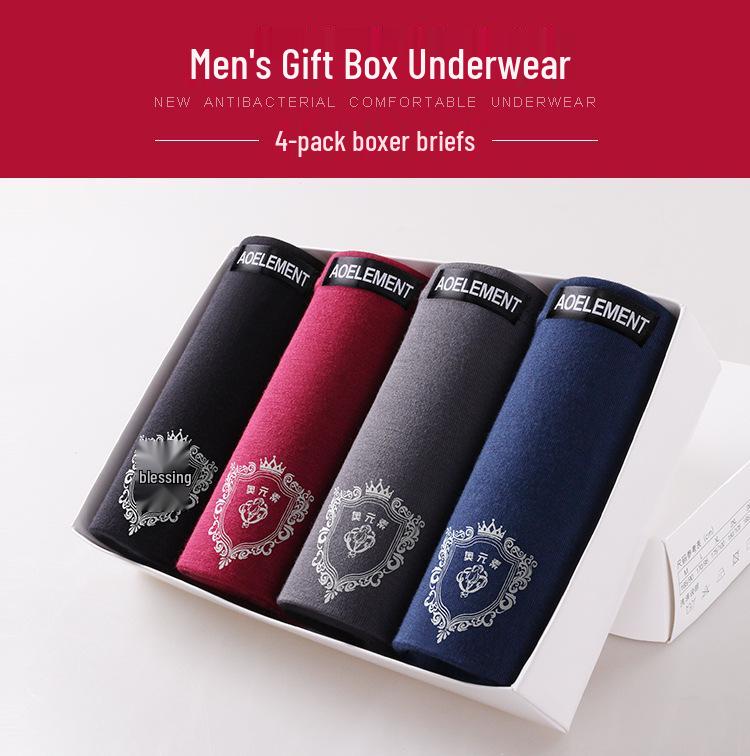 Aoyuan Herren 4er-Pack Mid-Waist Boxer Briefs - Bequem, Atmungsaktiv, Jugendliche Passform