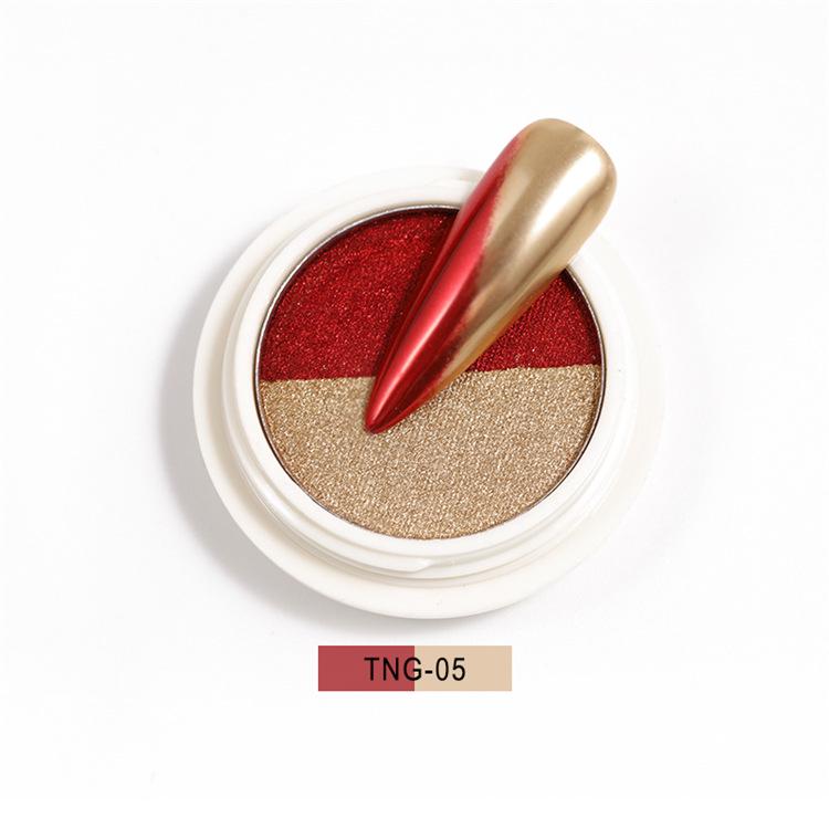 

Двухцветная волшебная зеркальная пудра для ногтей: Лазерный титановый золотой и серебряный глиттер