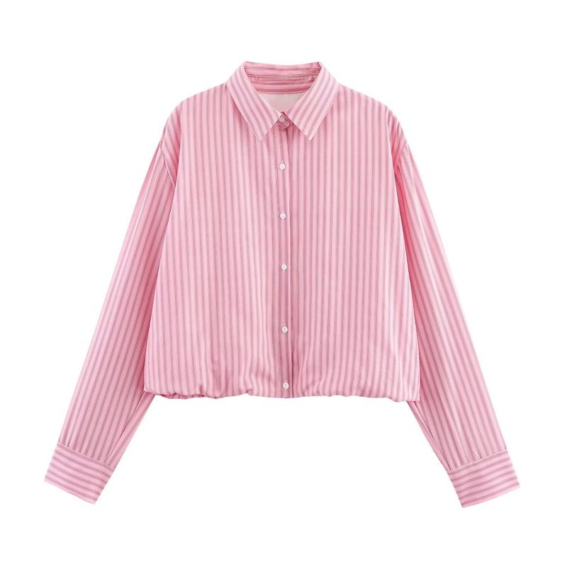 

Za Export New Arrival Women s Clothing ZR Fashion Style Fashion Stripes Puff Sleeves Oxford Shirt 9088594 046 Pink L