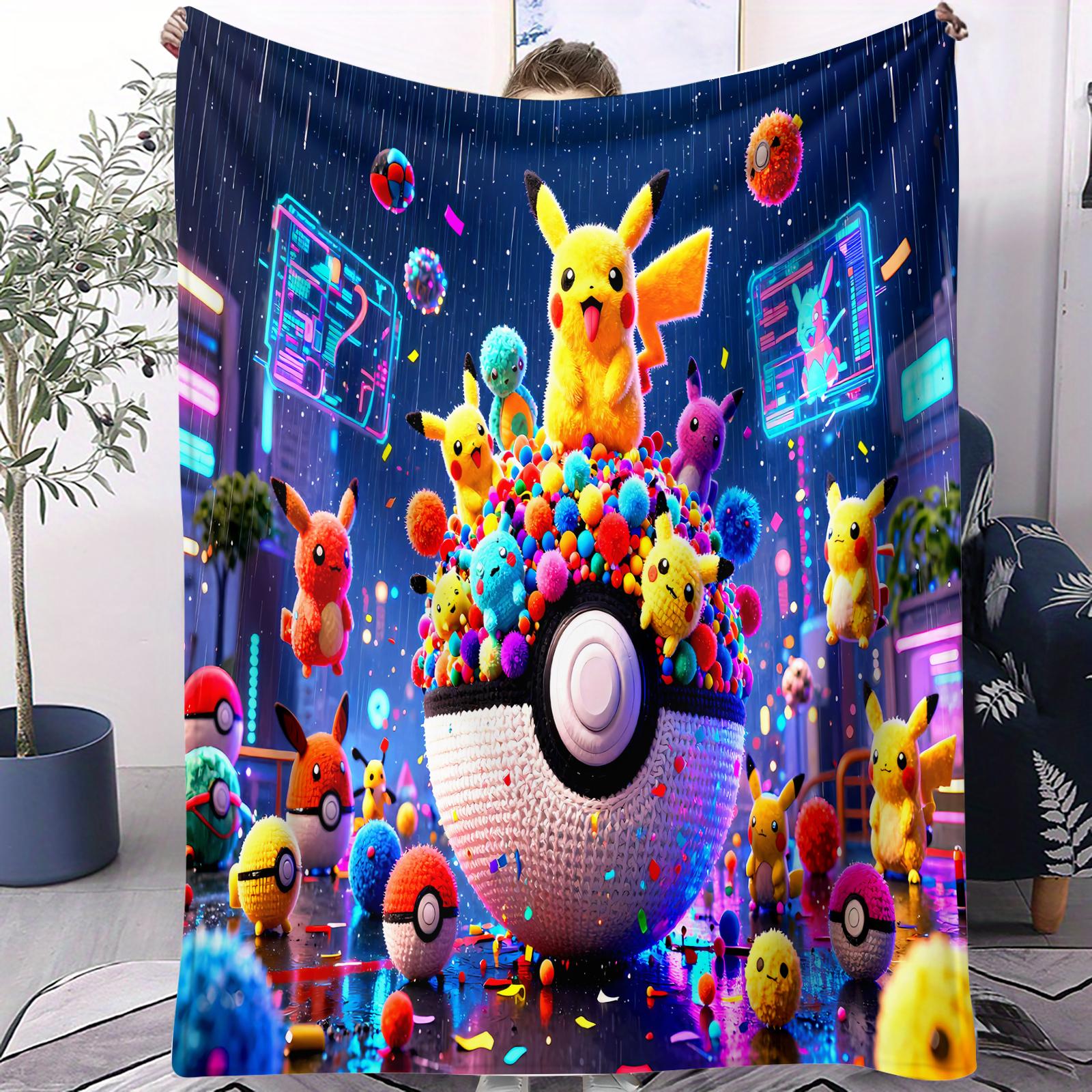 

Hot Pokemon Cute Cartoon Fluffy Small Cover Blanket Lightweight Thin Throw For Children Sofa Camping Travel Modern Fashion Gift 70x100cm