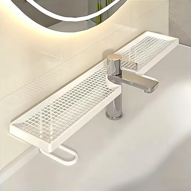 Over Sink Faucet Storage Shelf Food Safe Large Capacity Hollow Drain Holder for Kitchen Bathroom Daily Use