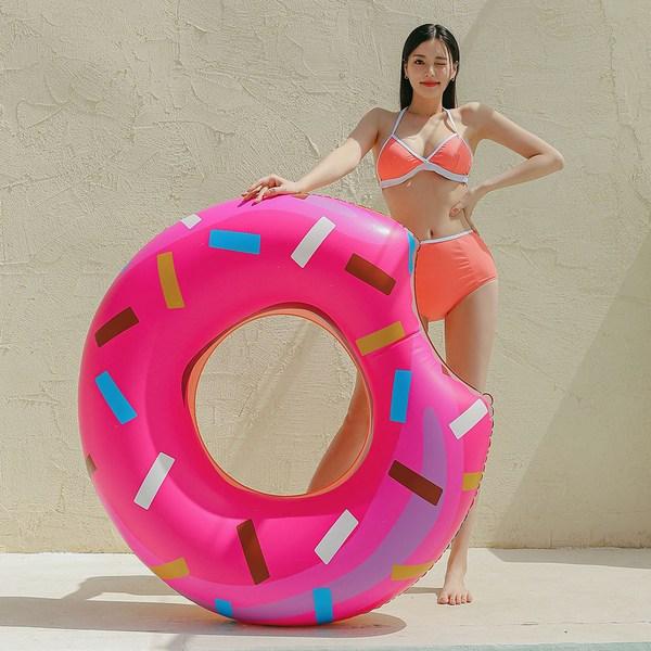 Week Nine Donut Tube Water Play Equipment Large Tube, Strawberry Donut, 1 Piece, Korean water fun items