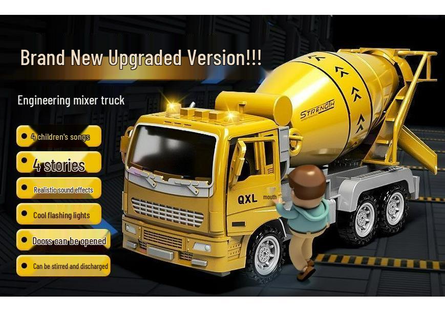 Construction Vehicle Toy Set: Digger, Excavator, Cement Mixer, Crane