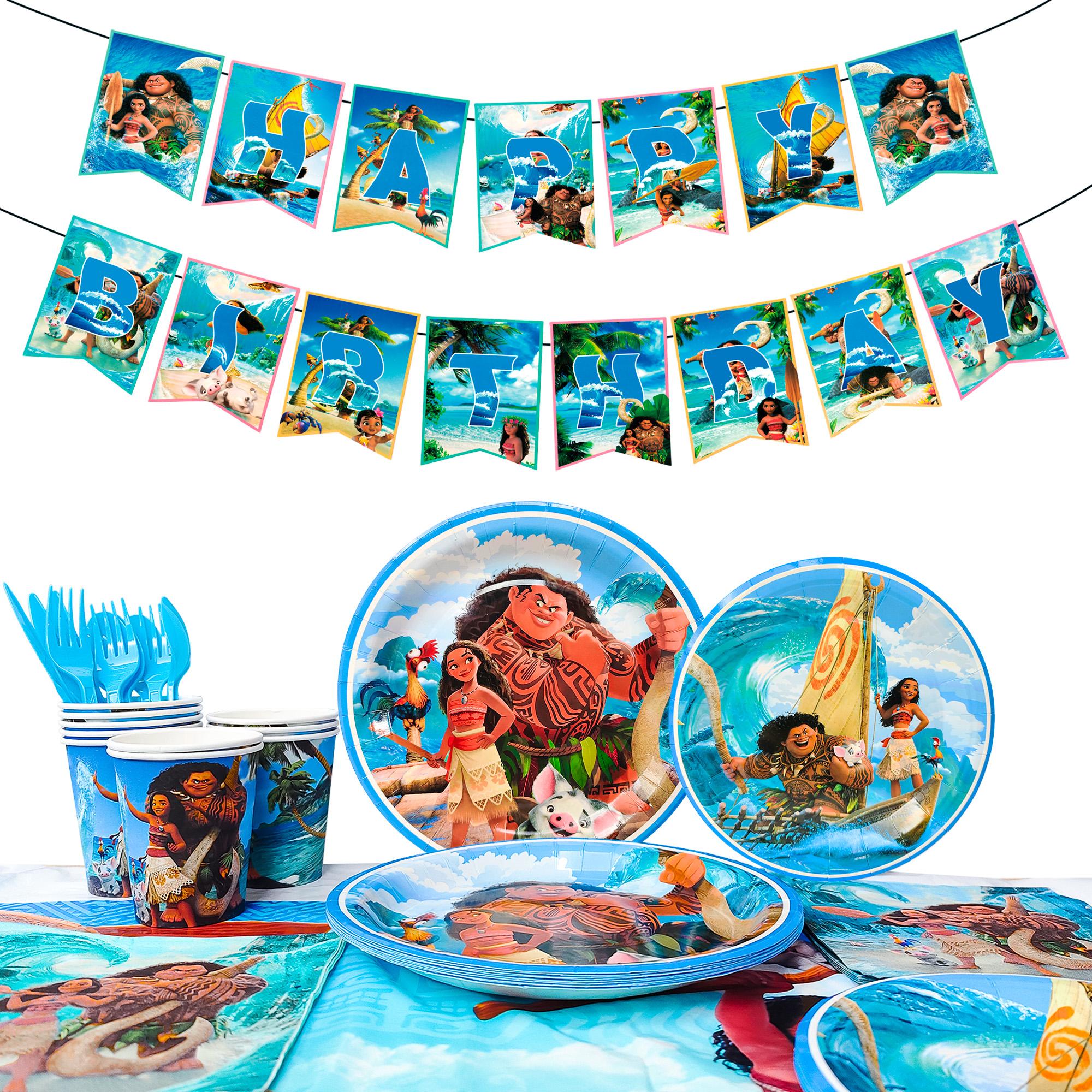 86pcs Cartoon Party Tableware Set, Cartoon Birthday Party Decorations Tableware Packs Includ Cartoon Banners Tablecloth Plates Cups Napkins etc синий