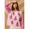 Christmas Glitter Hoodie Stylish Women's Christmas Tree Long Sleeve Top Cute Gingerbread Man Casual T-Shirt Chic Holiday Attire