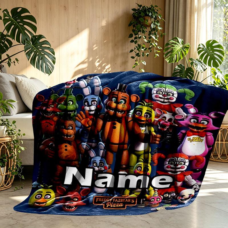 Custom Name Personalized Five Nights at Freddy's Print Blanket, Home Decor, Bedroom, Sofa, Camping, Couch, Gifts for Birthday Christmas