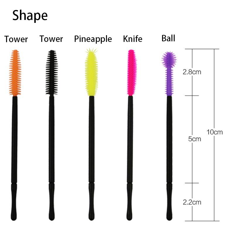 50 Pezzi Bacchette Monouso Mascara con Testa in Silicone Pennelli Ciglia Estensioni Ciglia