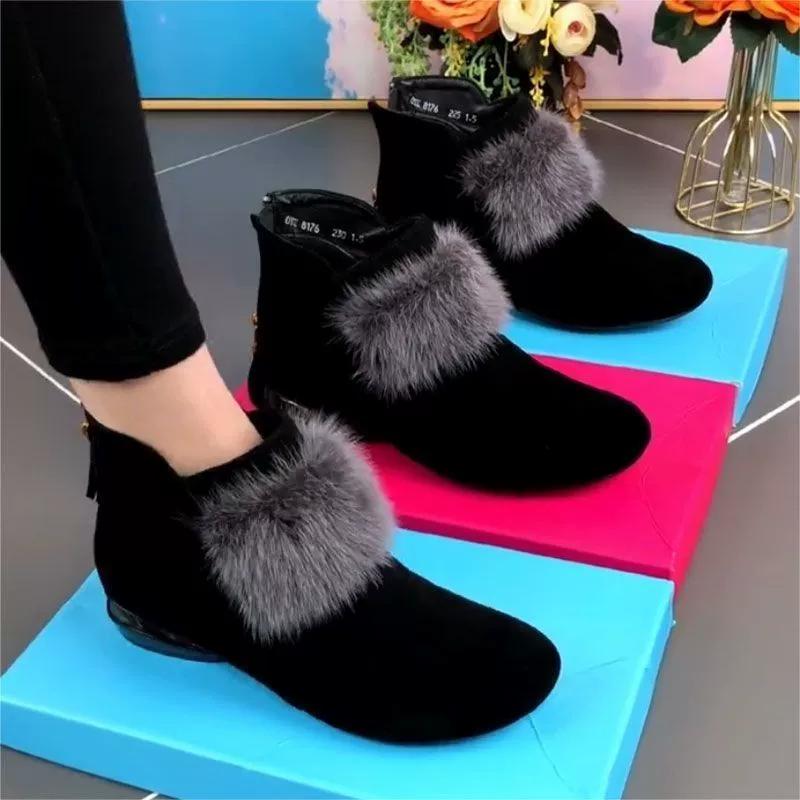 Women Boots Women's Winter Boots For Snow Slip On Ankle Boots With Fur Winter Shoes Women Keep Warm Short Boot Black