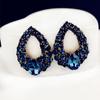 Fashion Blue Rhinestone Dangle Ear Stud Earrings Jewelry Natural Water Droplets Australian Crystal