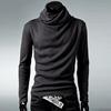 New Men Fashion T-shirt Slim Tops Male Stretch T-shirt Turtleneck Long Sleeve Shirts High Collar Men's Cotton Tees