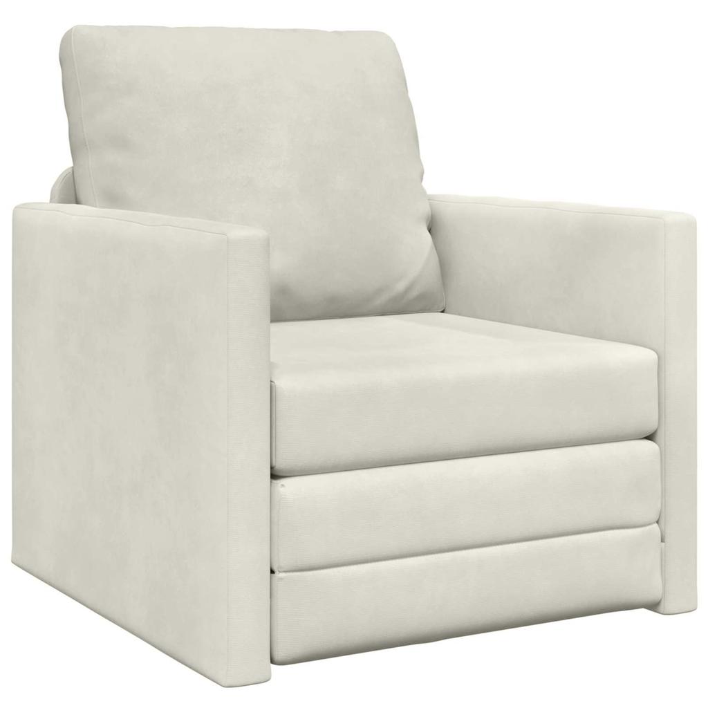 Cream Sleeper Sofa 74 x 77 x 81 cm Velvet