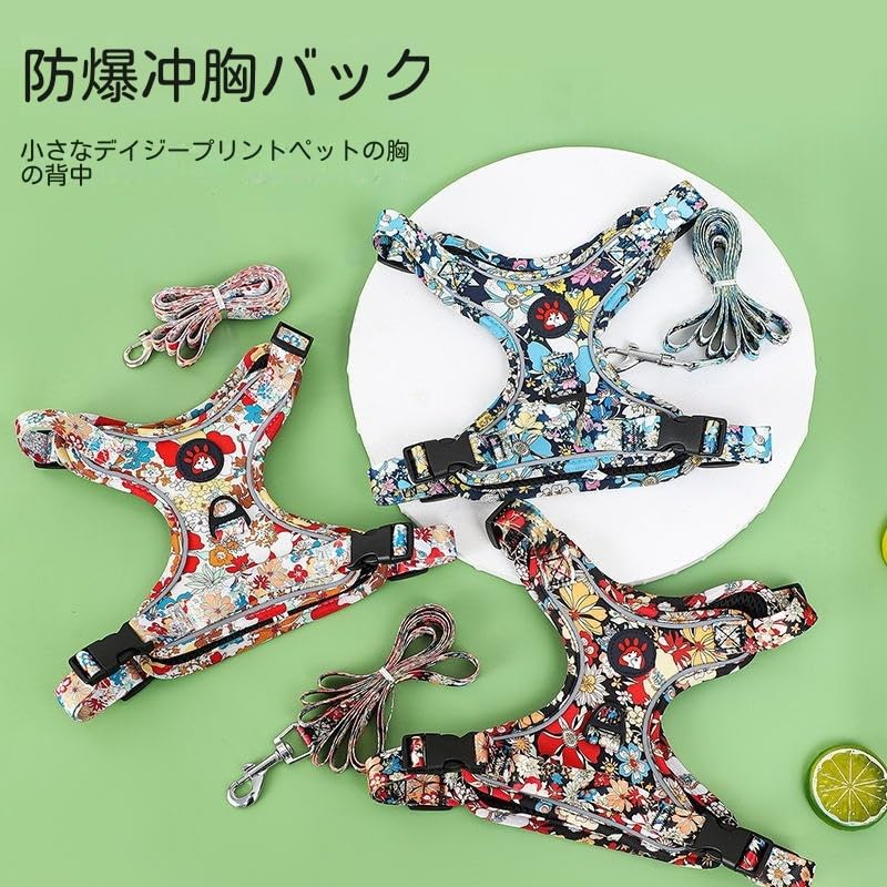 Pet Supplies Printed Dog Harness Tote Bag Canvas Breathable Dog Lead Printed Dog Lead Harness Small Dog Cute Small Medium Dog Pet Harness (blue, S)