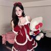 Halloween New Red Christmas Dress Velvet Sexy Bunny Role Play New Robe Dress