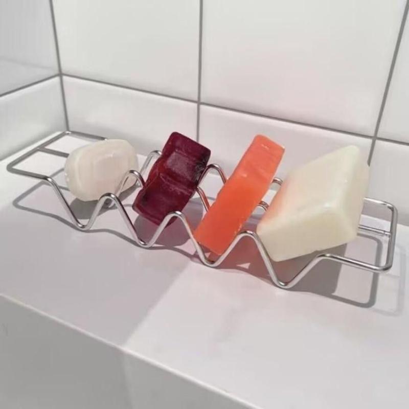 Stainless Steel Soap Holder Minimalist Bathroom Soap Dish Kitchen Sponge Steel Wire Ball Storage Soap Holder 1Pc