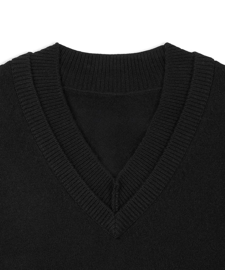 Yusentig Double V-Neck Knit Black Ak5Ap66410