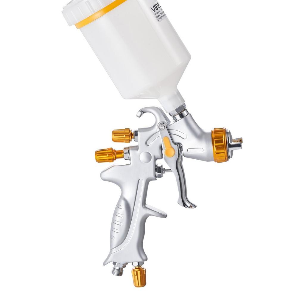 HVLP Air Spray Gun, Gravity Feed Paint Sprayer Gun with 3 Nozzles (1.3/1.4/1.7mm), 600ml Capacity Auto Paint Sprayer with Air Regulator for Automotive