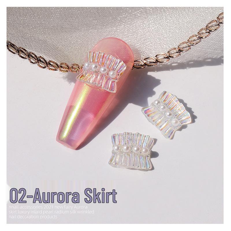 

Aurora Iridescent Pearl Lace Ribbon Nail Art Rhinestones