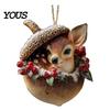 Hedgehog Fox Deer Holiday Decors Pine Cone Animal Christmas Ornaments, 2D Flat Acrylic Forest Xmas Tree Pendant, Winter Fairy Tale Baubles Cute