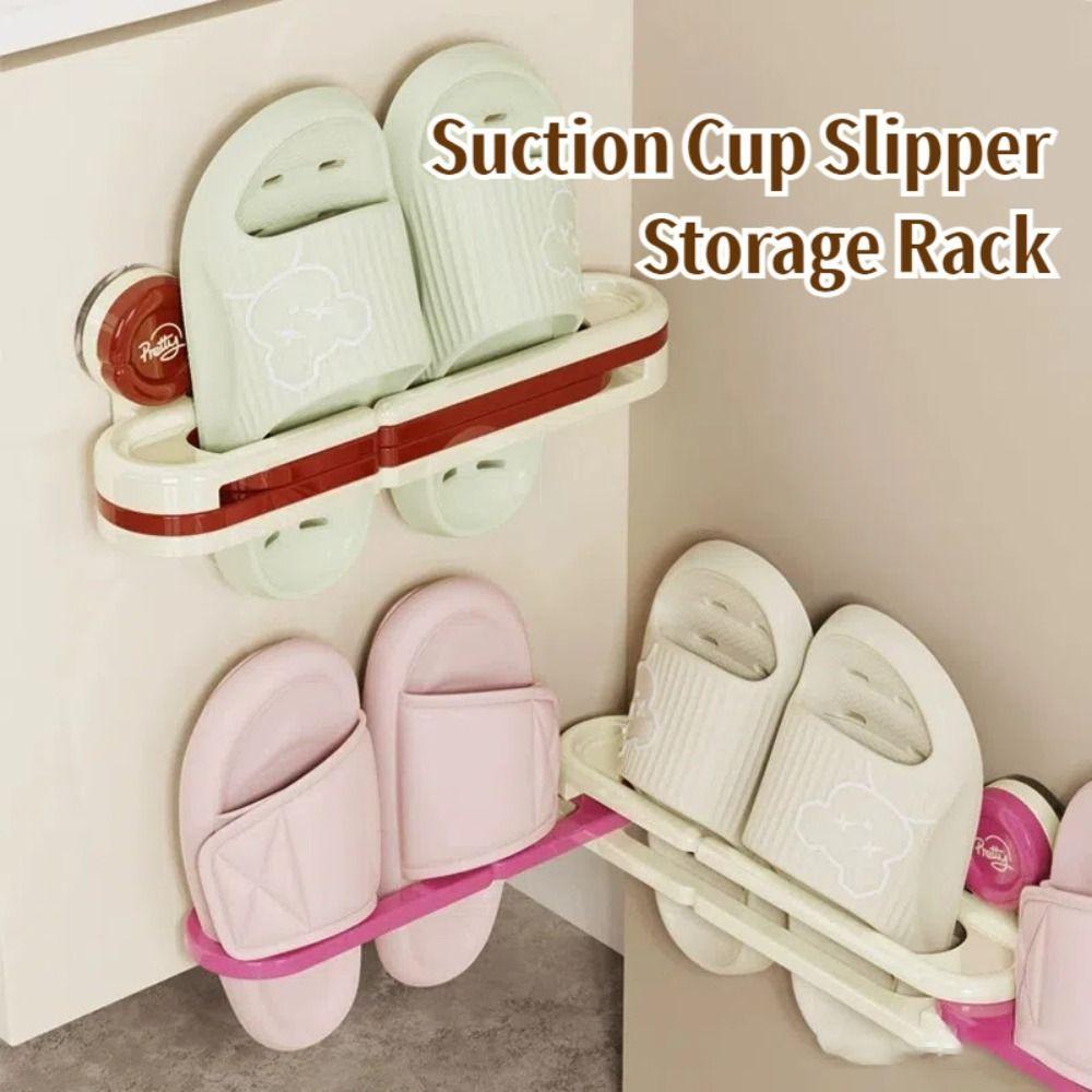 

Suction Cup Bathroom Storage Rack Folding 3-in-1 Towel Rack Durable Shoe Rack рожевий