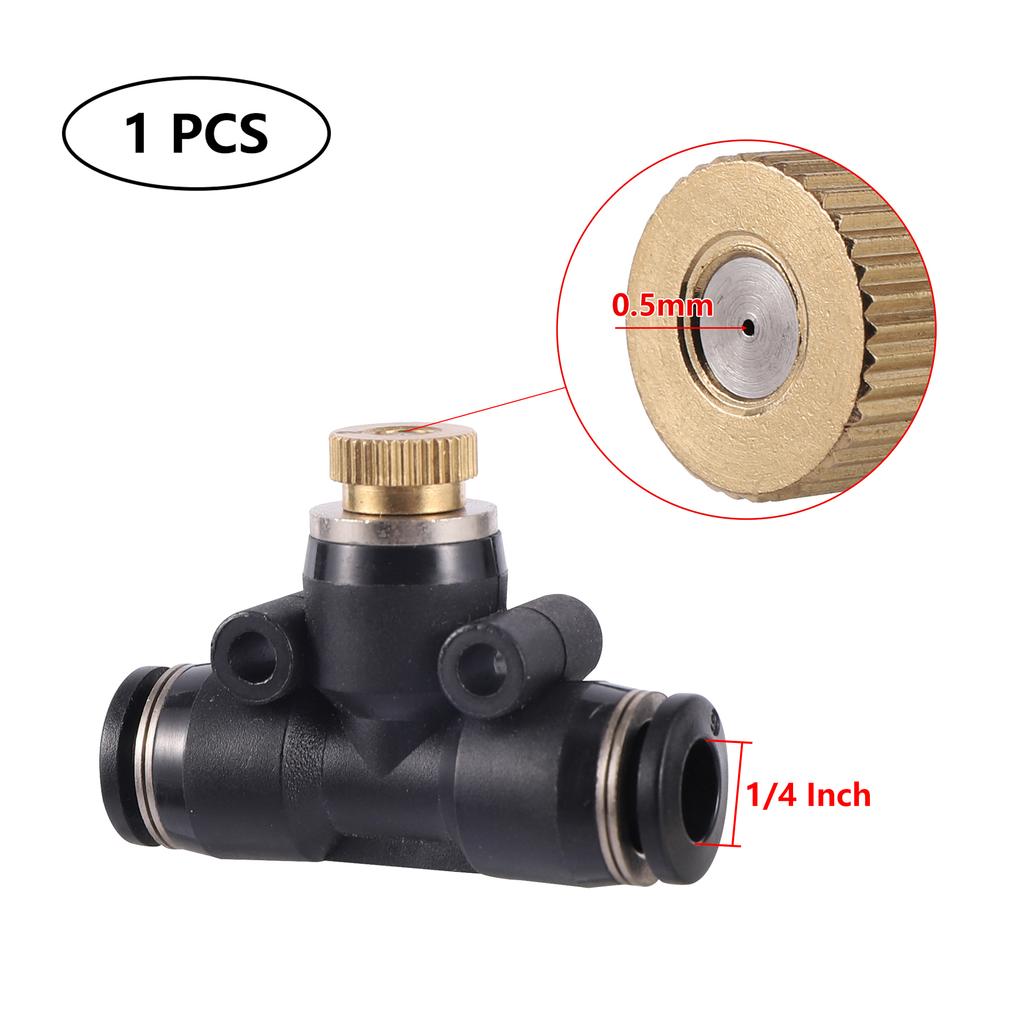 0.2/0.3/0.4/0.5mm Brass Spray Nozzle Atomizing Nozzle Kit for Cooling System 1/4" Tube Low Pressure Garden Yard Atomizing Nozzle