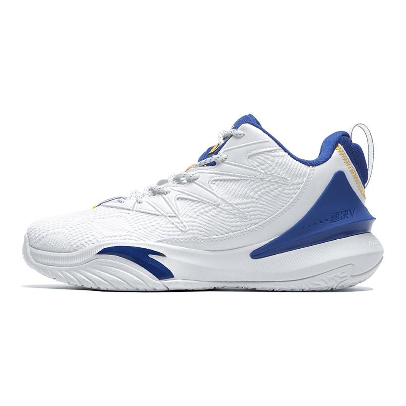 

New Anta The Dagger 5 Cushioning Wear Resistant Low Top Performance Basketball Shoes Men s White Blue 112141605-1 42.5