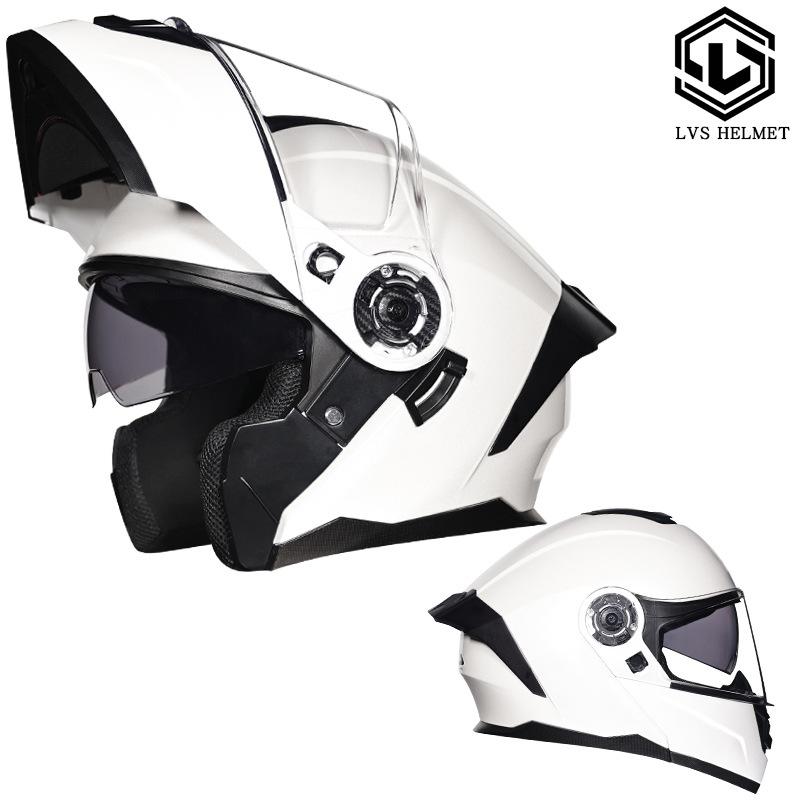 LVS Helmet Men's and Women's Full Covering Double Lens Uncovering Helmet Bluetooth Personality Summer Half Helmet Four Seasons Electric Vehicle Racing