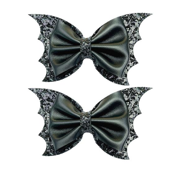 2/6Pcs Halloween Hair Clips Bat Wing Design Shiny Hairpin Women