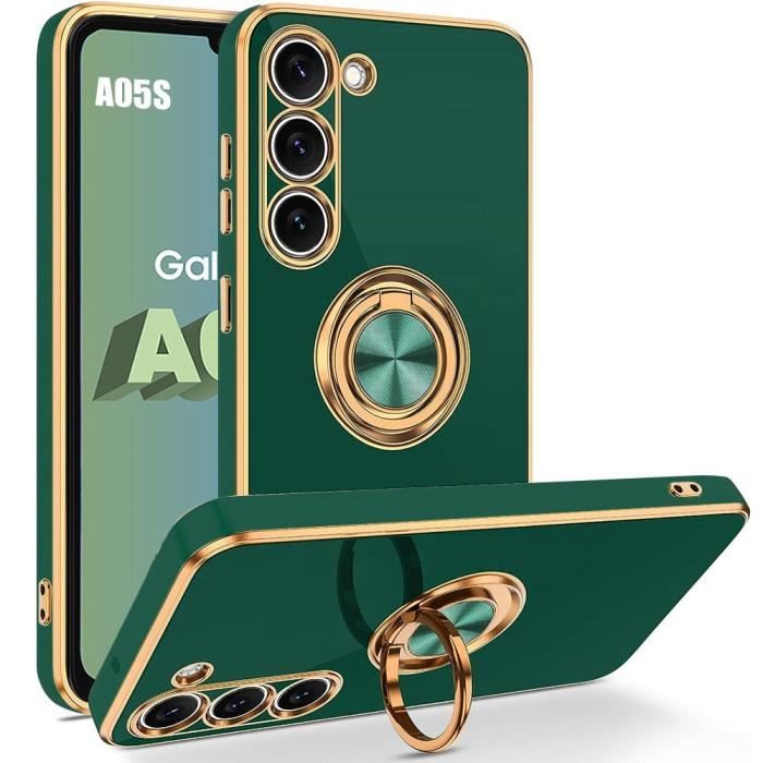 Coque - Samsung - Galaxy A05s - Silicone - Support à Anneau 360° - Antichoc - Vert Nuit