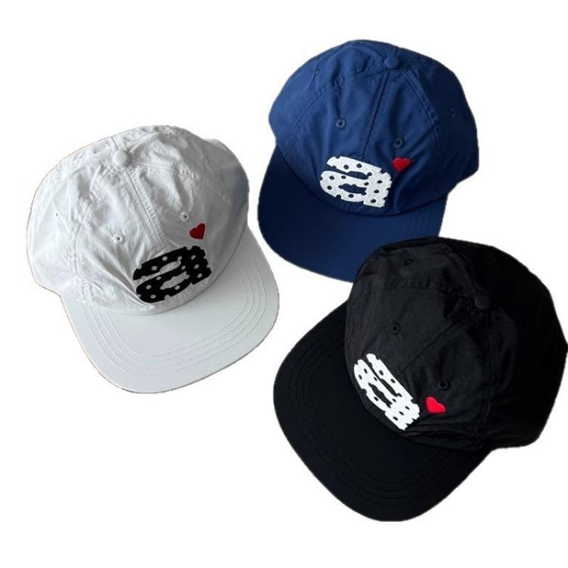 A Love Embroidery Quick-Drying Flat-Brimmed Baseball Cap Children'S Summer Face Small Sunscreen Cap