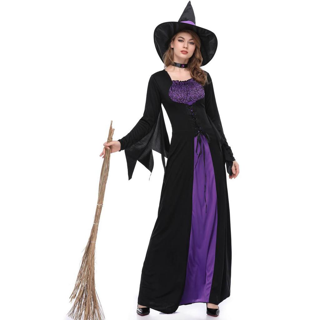 Halloween, witch costume, purple vampire witch costume, women's costume, masquerade, show uniform dress.