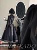 XHSUKADO Gothic Lolita Irregular Long Size L Women's Dress, Halloween, Lace, Jabot, Lace-Up, Long, Ruffled, Hem, Dark, Spider, Noble, Gothic,